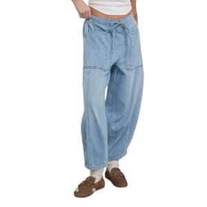 Free People We The Free Silverton Pull-On Barrel Jeans NWT Color: Flutter